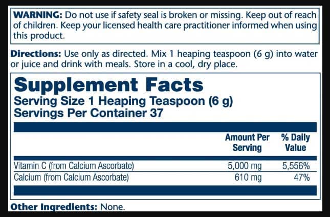 Solaray Buffered Vitamin C Powder 5000 mg