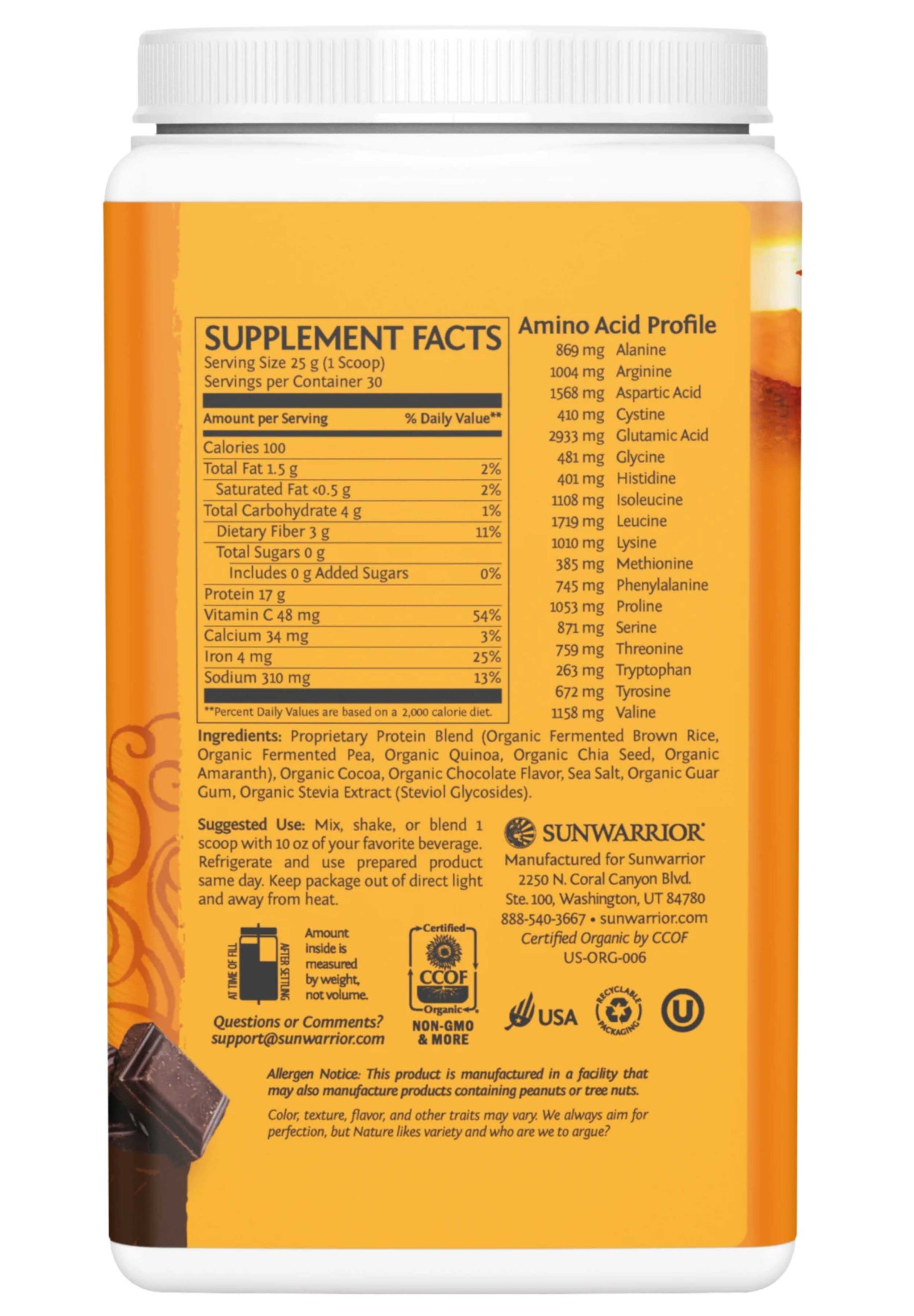 Sunwarrior Protein Classic Plus 750g (30 servings)