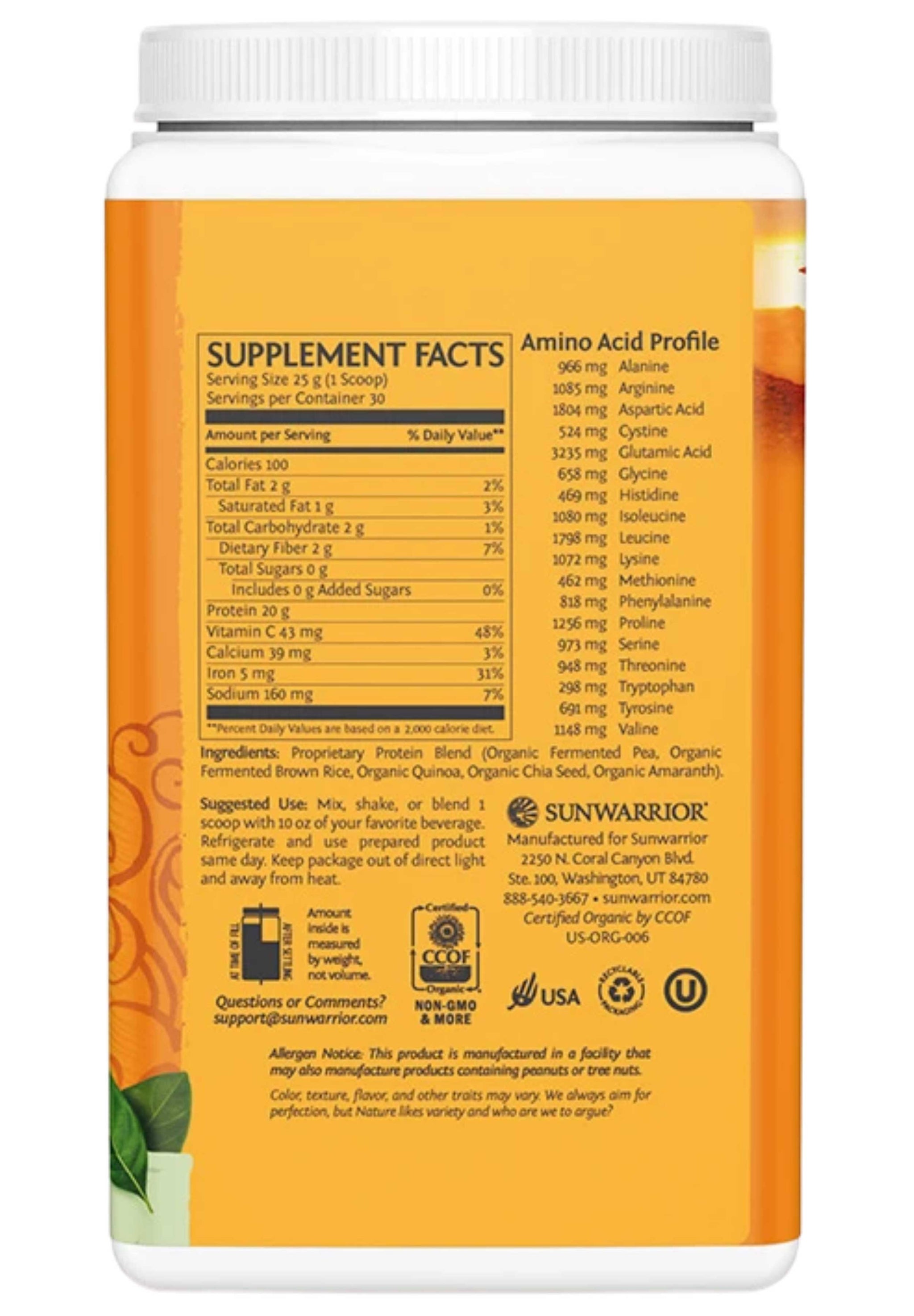 Sunwarrior Protein Classic Plus 750g (30 servings)