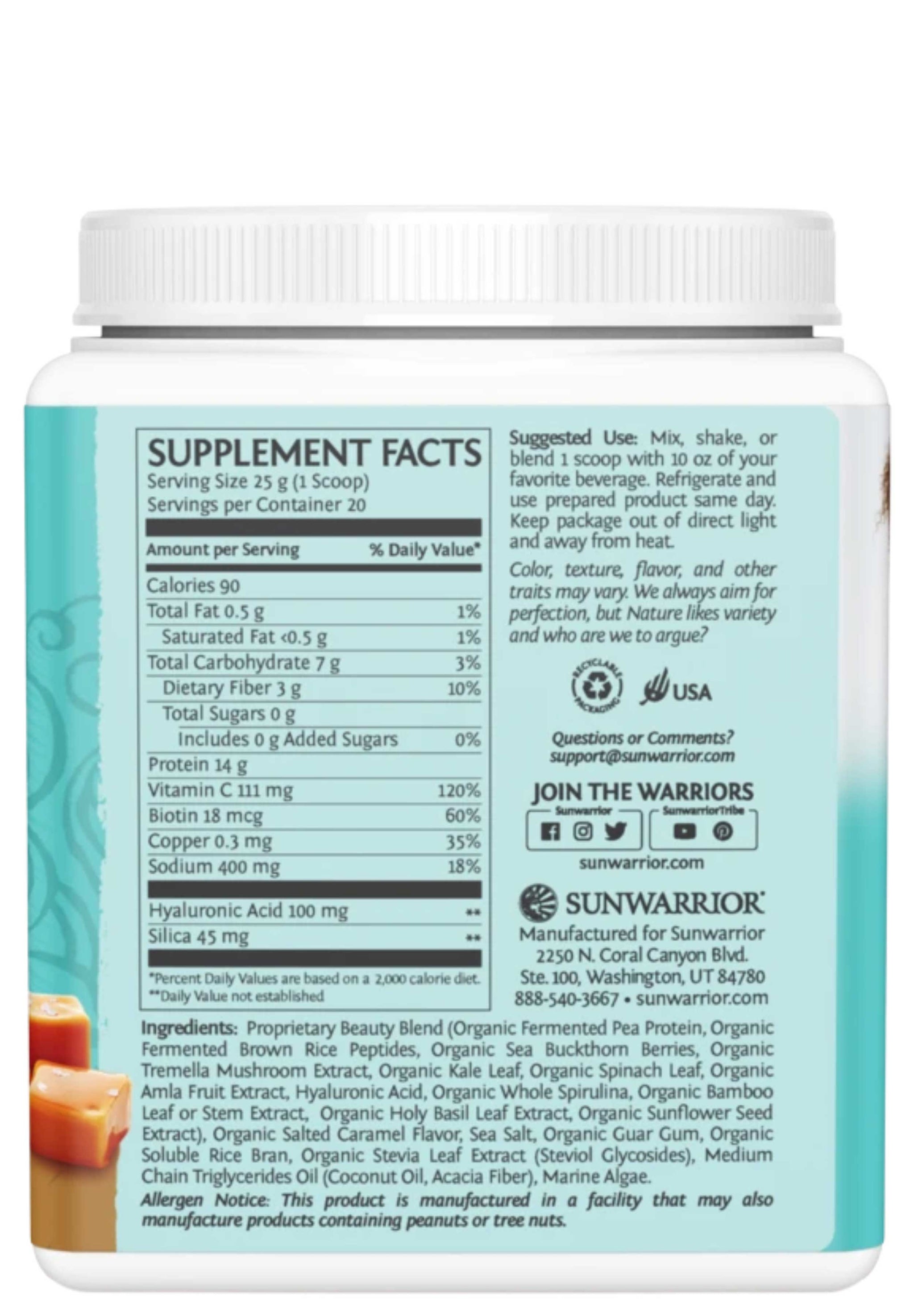 Sunwarrior Collagen Building Protein Peptides, Plant Based 500g (20 servings)