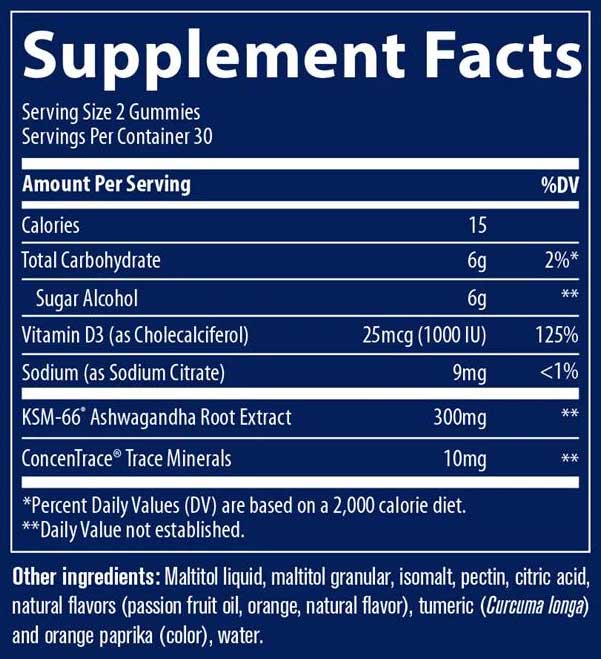 Trace Minerals Research Ashwagandha Gummies Passion Fruit Orange