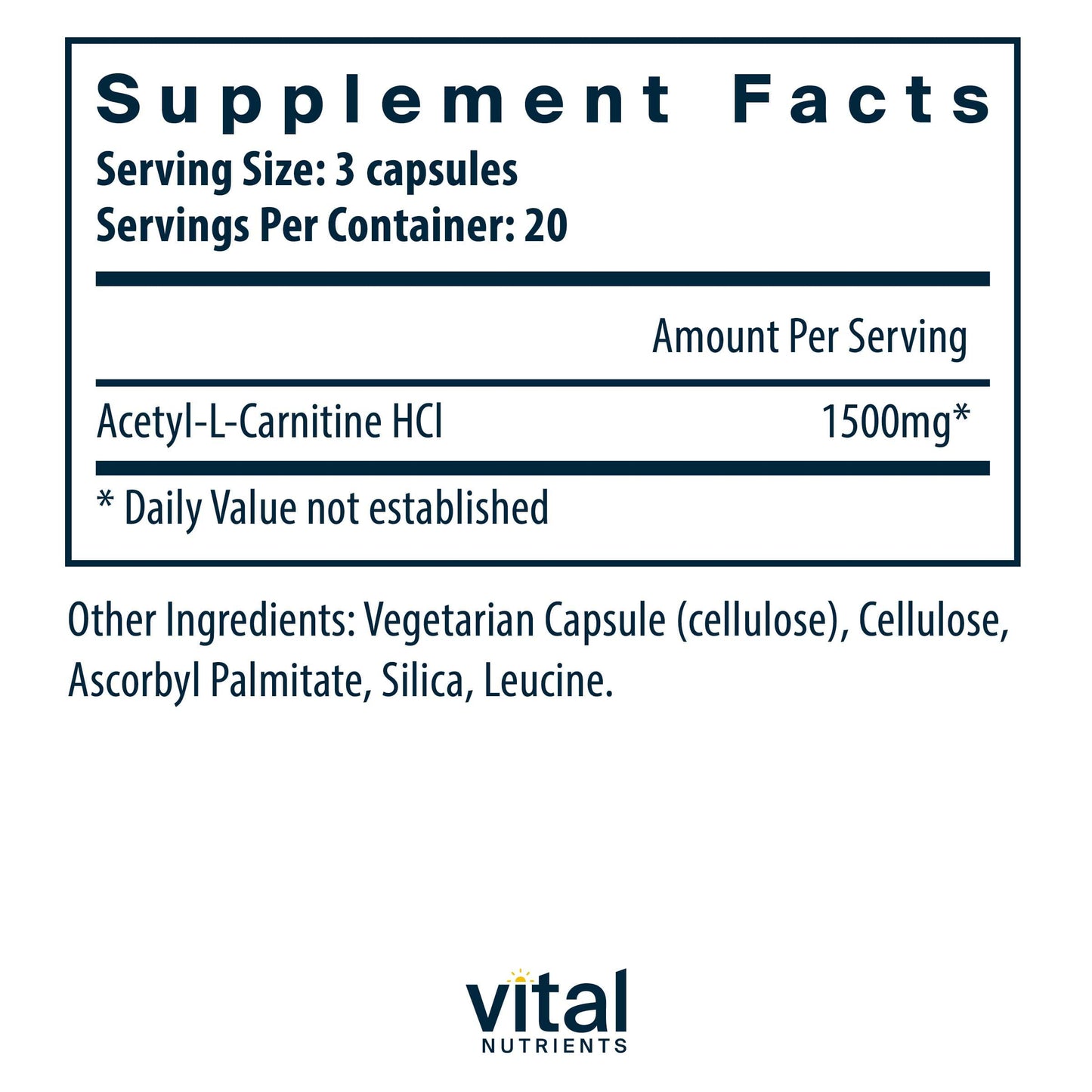 Vital Nutrients Acetyl L-Carnitine 500mg