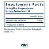 Vital Nutrients R-Lipoic Acid 200 mg