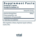 Vital Nutrients American Ginseng Extract 250 mg