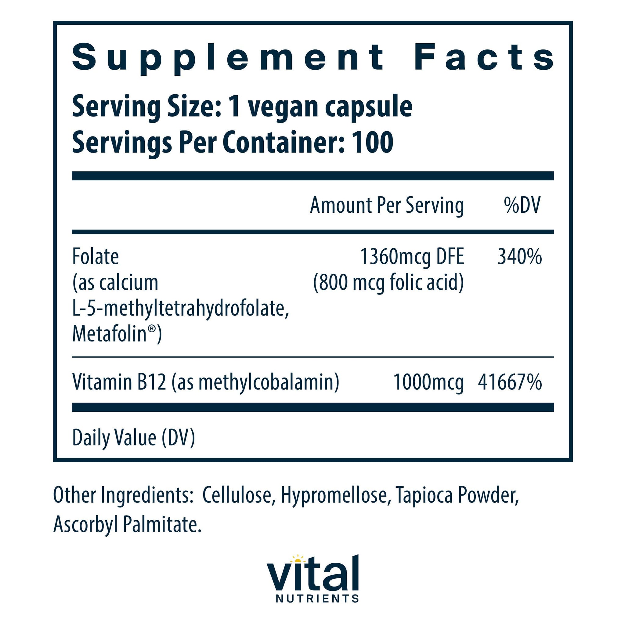 Vital Nutrients B-12/Methyl Folate