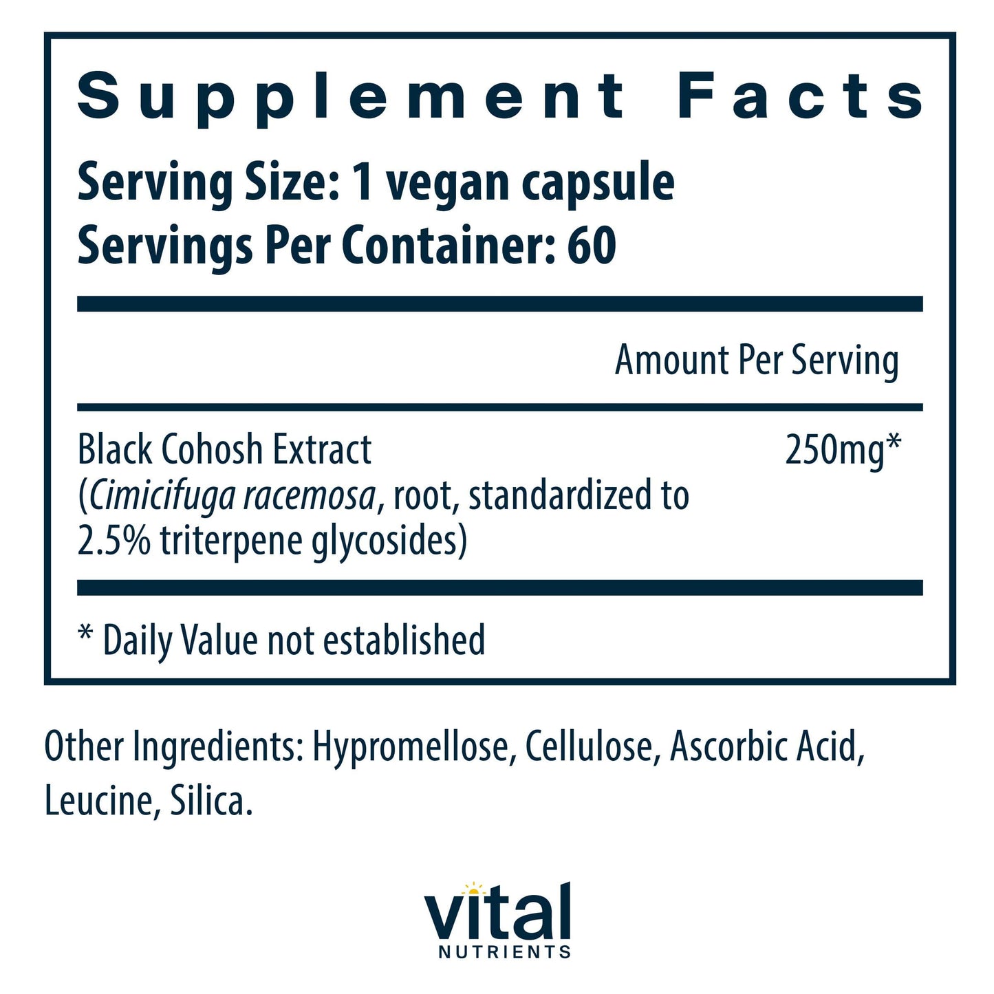 Vital Nutrients Black Cohosh Extract 250mg