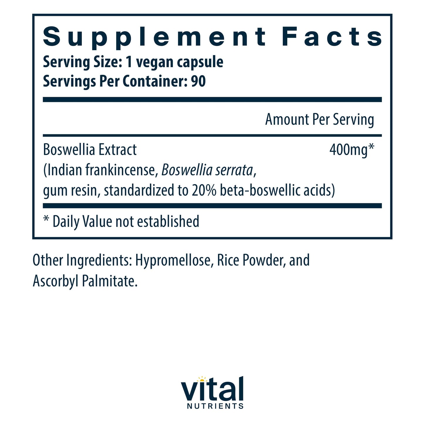 Vital Nutrients Boswellia Extract 400mg