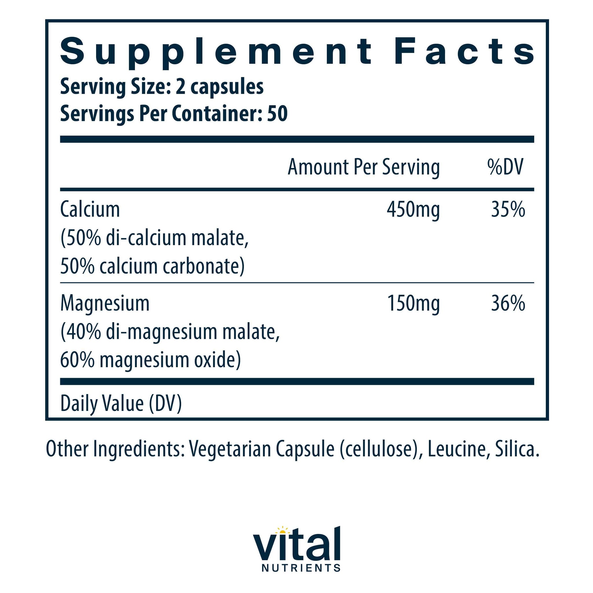 Vital Nutrients Calcium & Magnesium 225mg/75mg