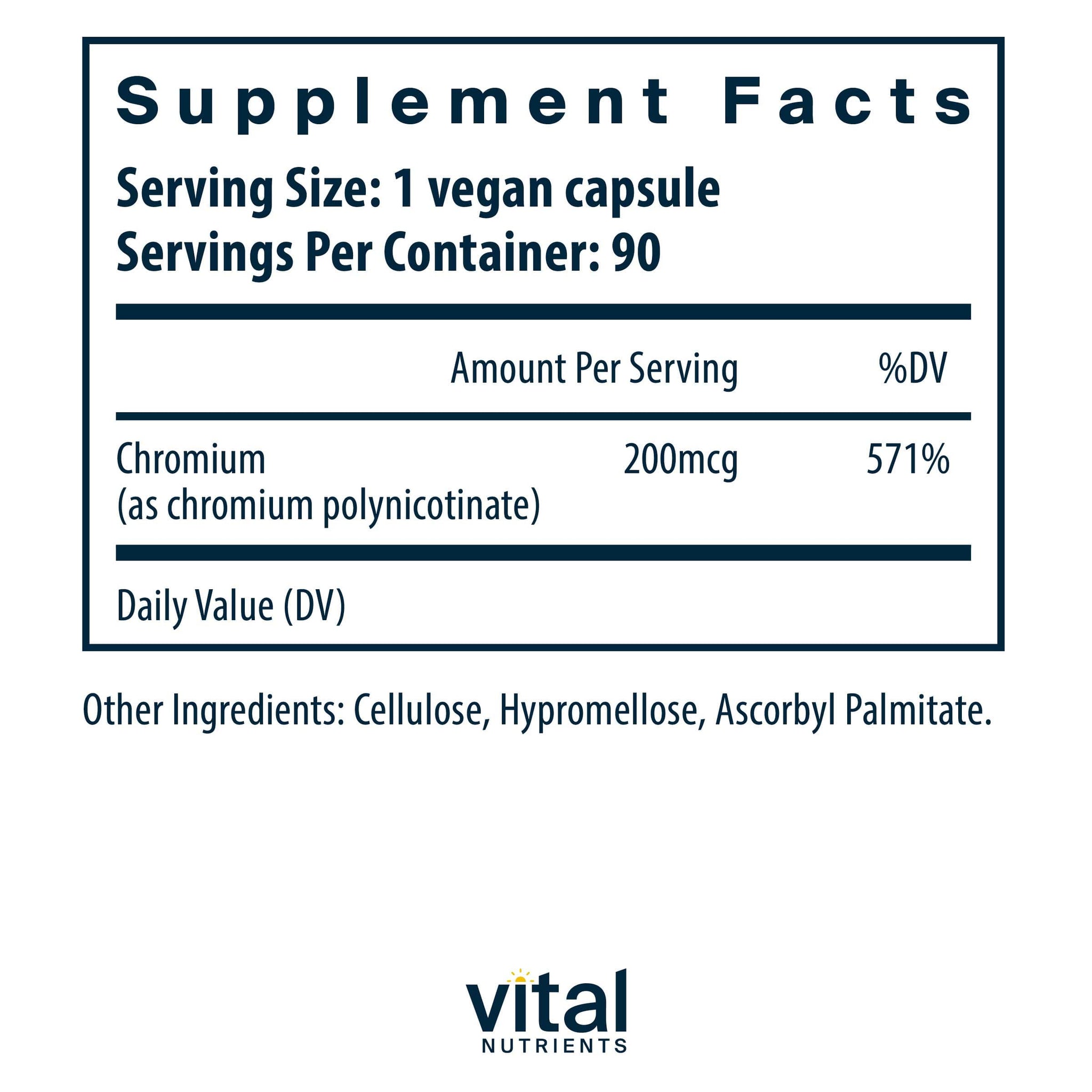 Vital Nutrients Chromium 200mcg