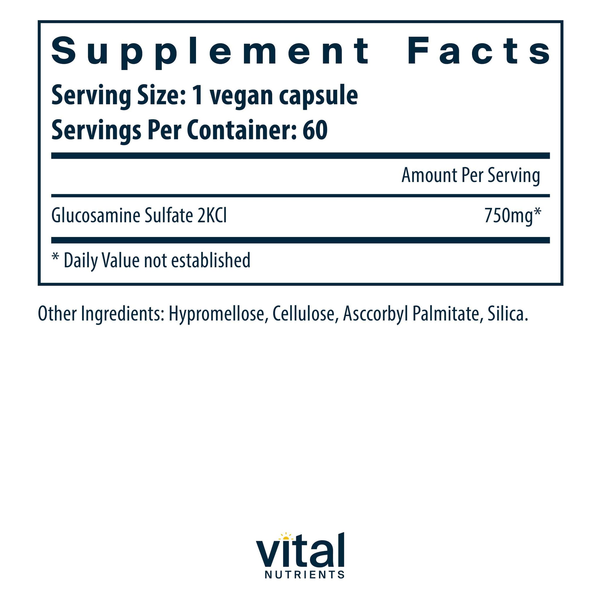 Vital Nutrients Vegan Glucosamine Sulfate 750mg