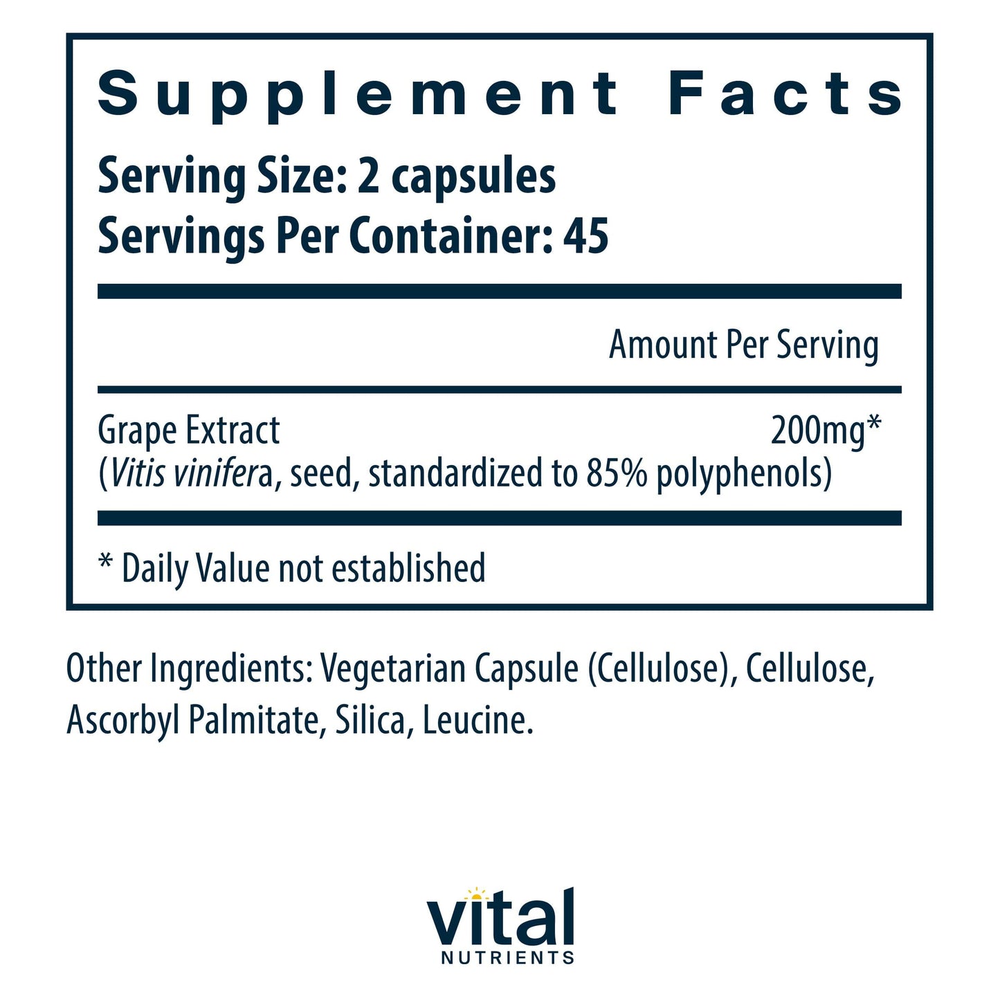 Vital Nutrients Grape Seed Extract 100mg