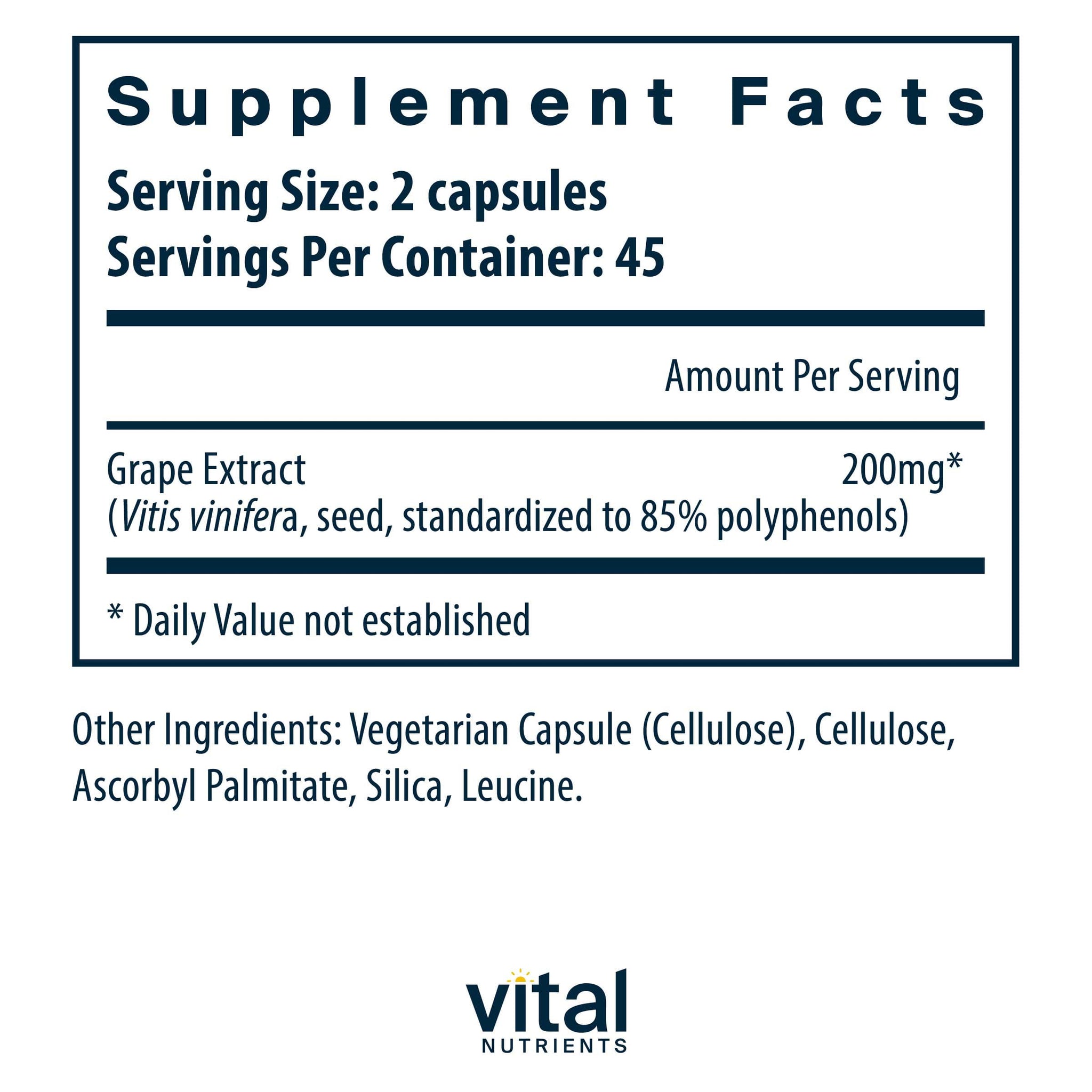 Vital Nutrients Grape Seed Extract 100mg