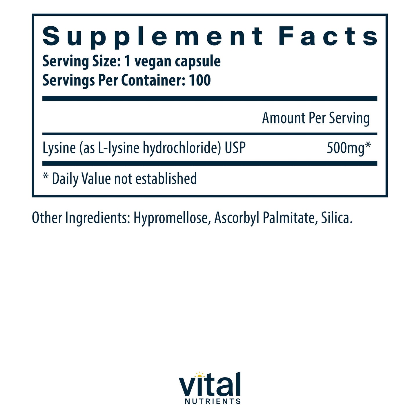 Vital Nutrients Lysine 500mg