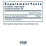 Vital Nutrients Lysine 500mg