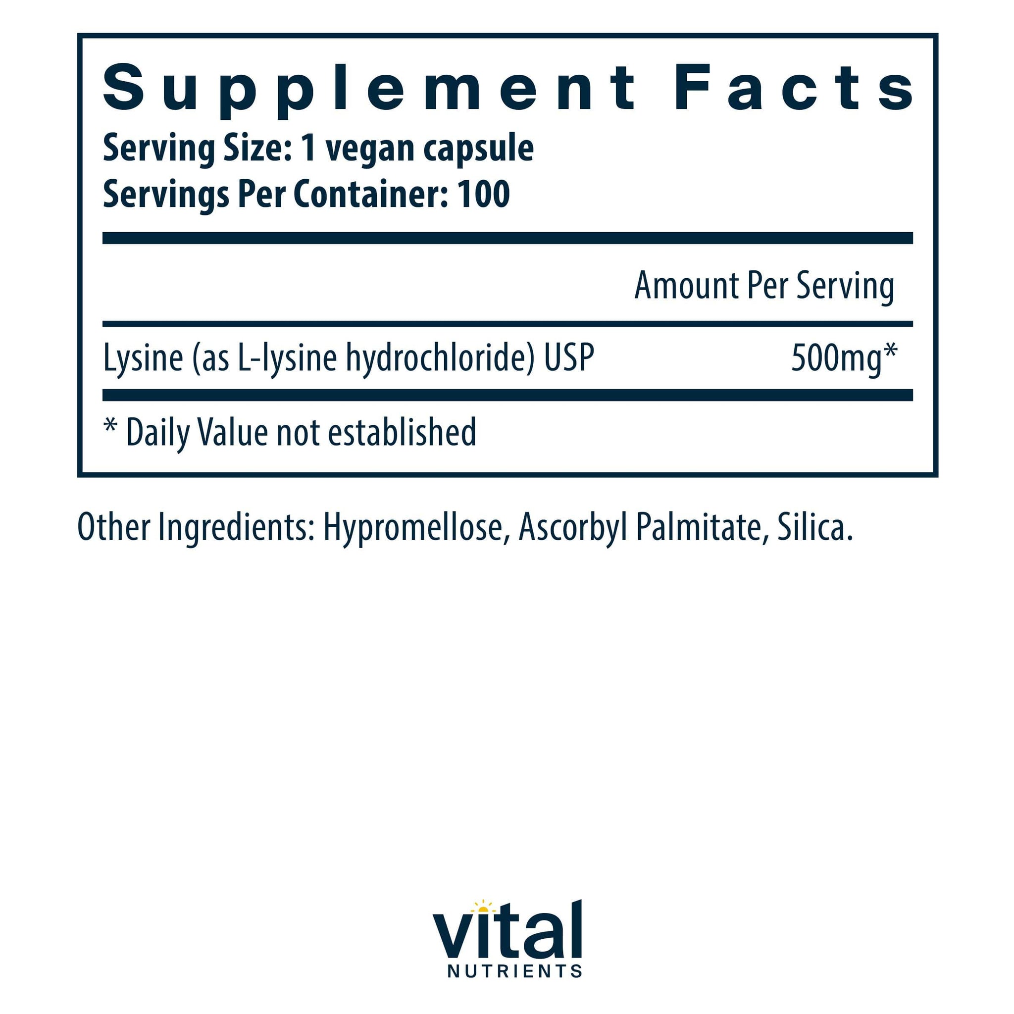 Vital Nutrients Lysine 500mg