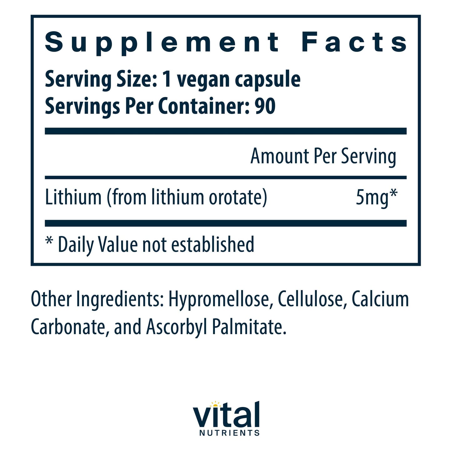 Vital Nutrients Lithium (orotate) 5mg