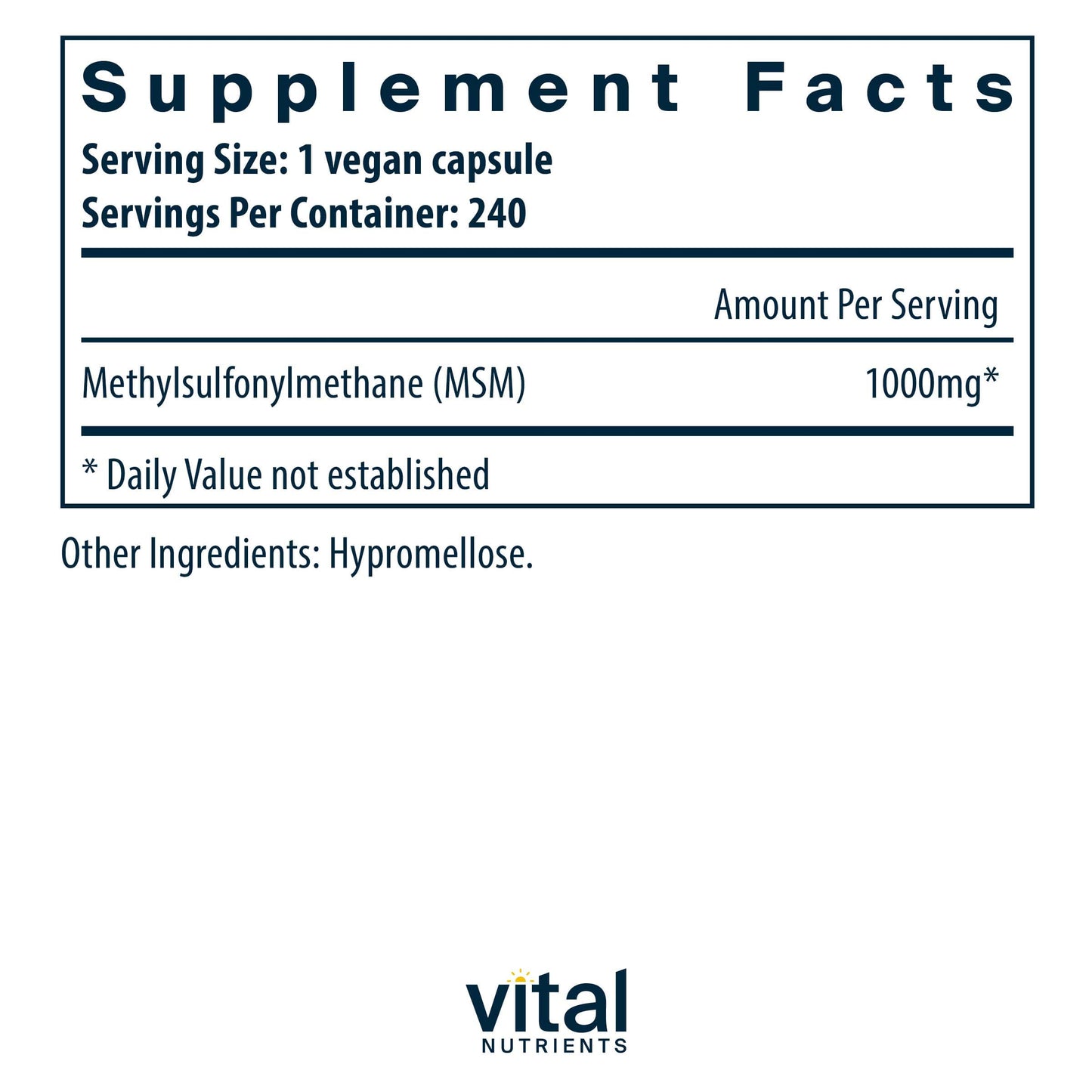 Vital Nutrients MSM 1000mg