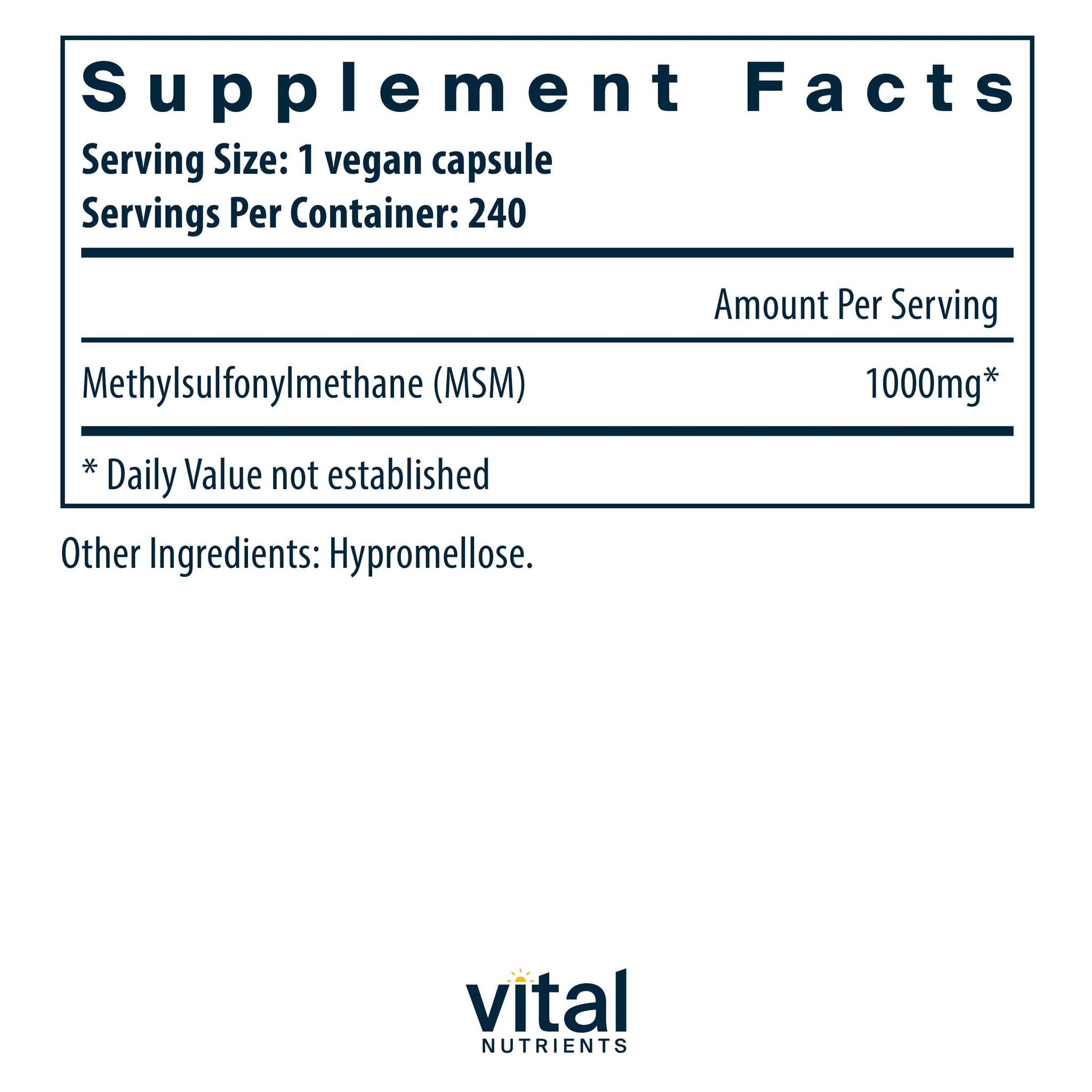 Vital Nutrients MSM 1000mg