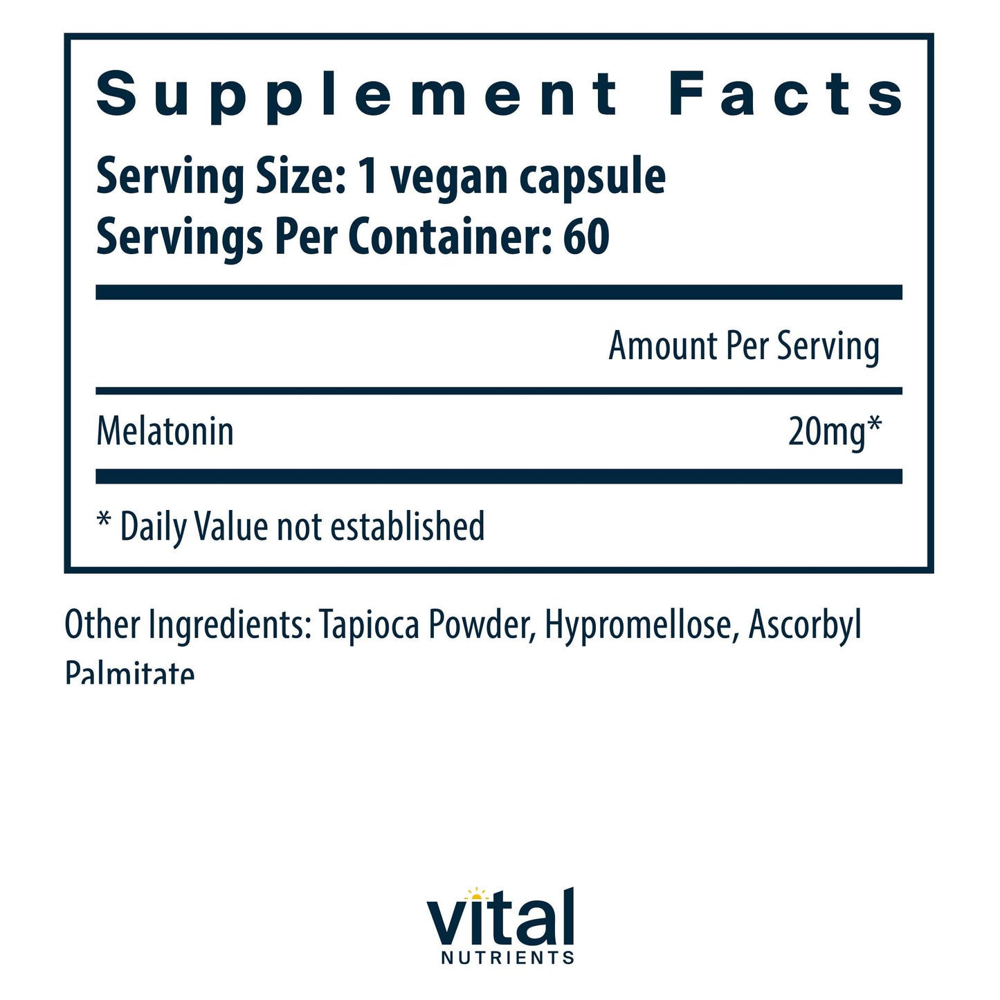Vital Nutrients Melatonin 20mg