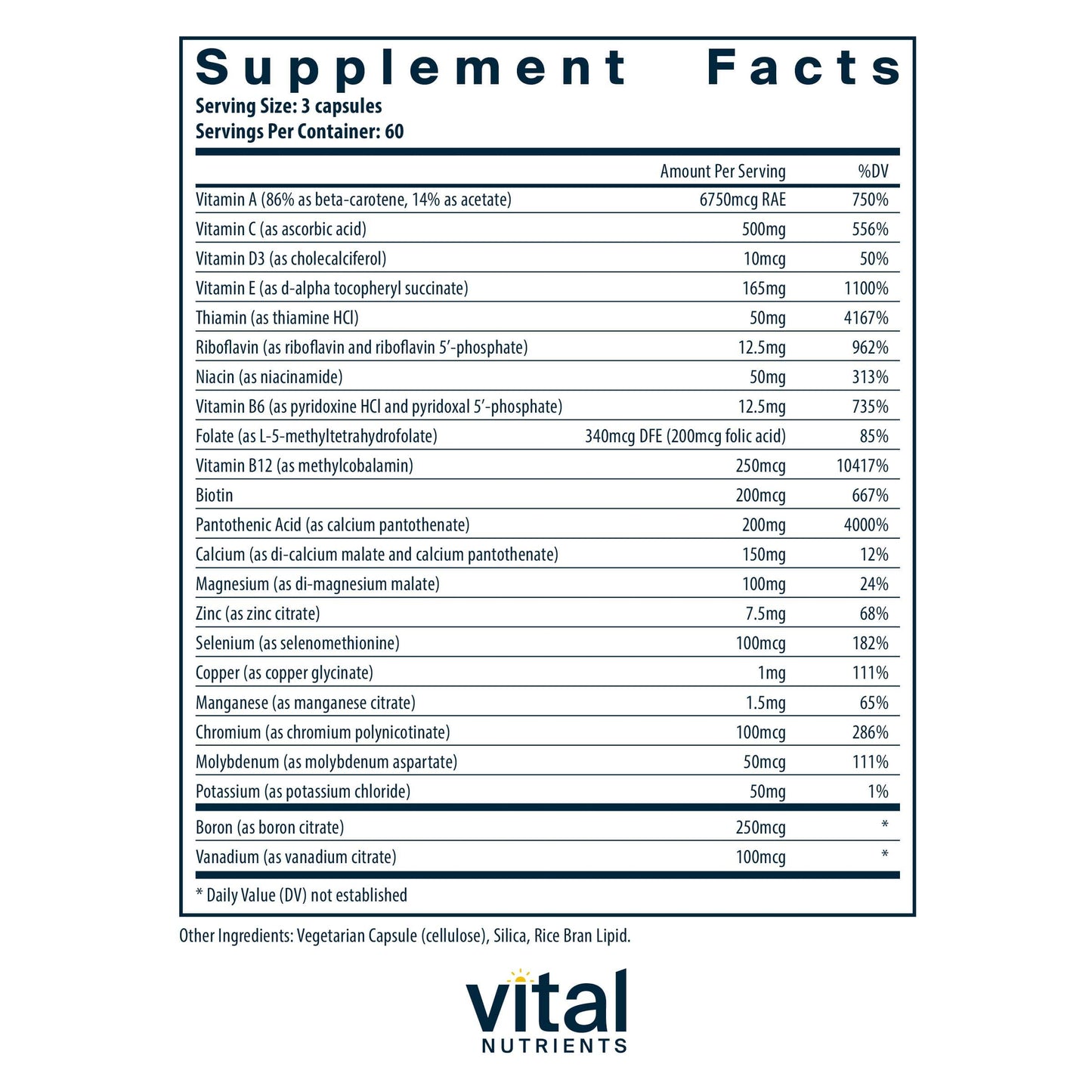 Vital Nutrients Multi-Nutrients (without Iron & Iodine)