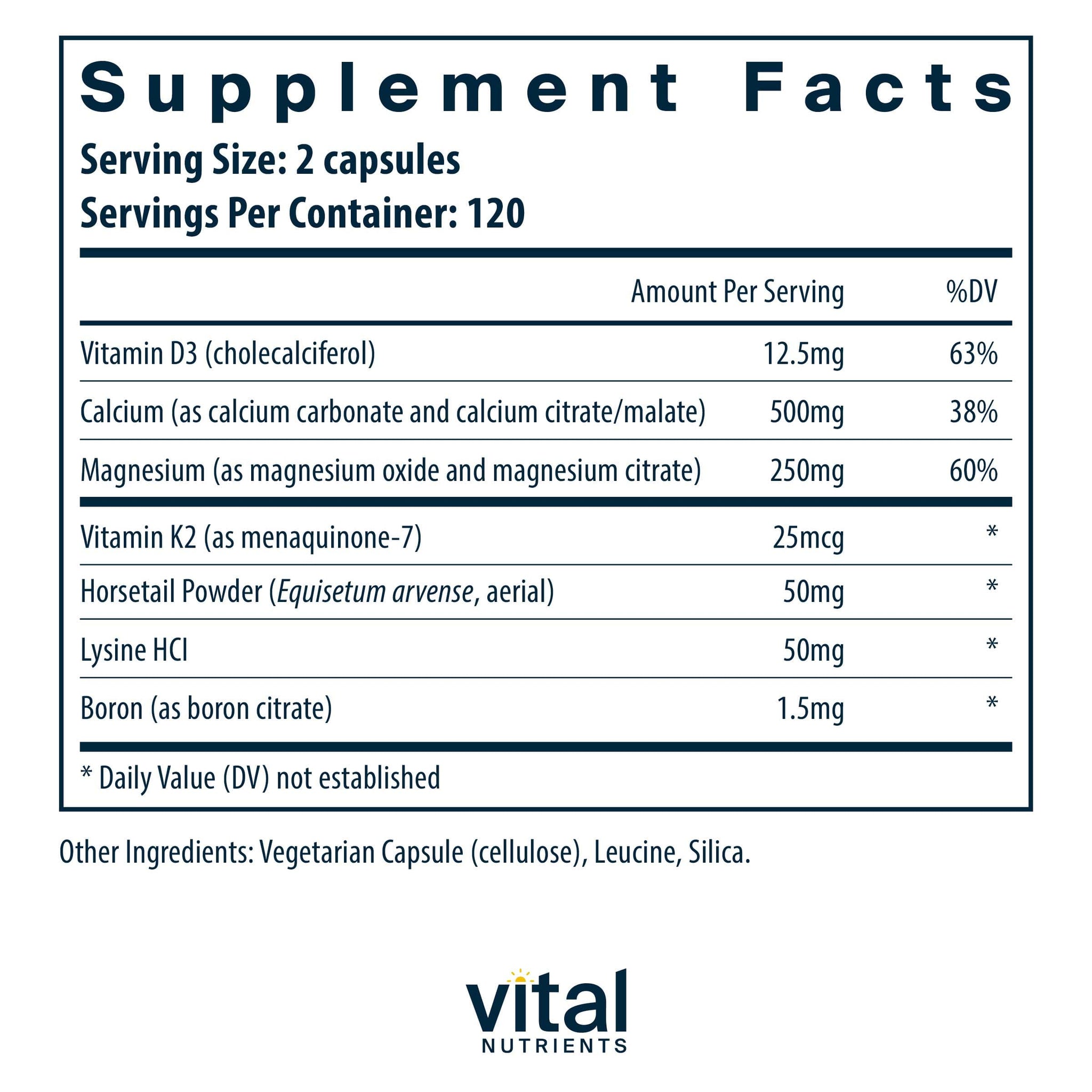 Vital Nutrients Osteo-Nutrients II (with Vitamins D3 + K2-7)
