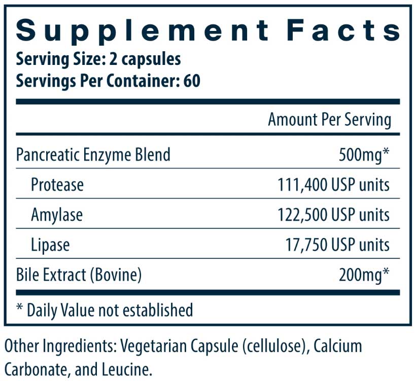 Vital Nutrients Pancreatin & Ox Bile Extract