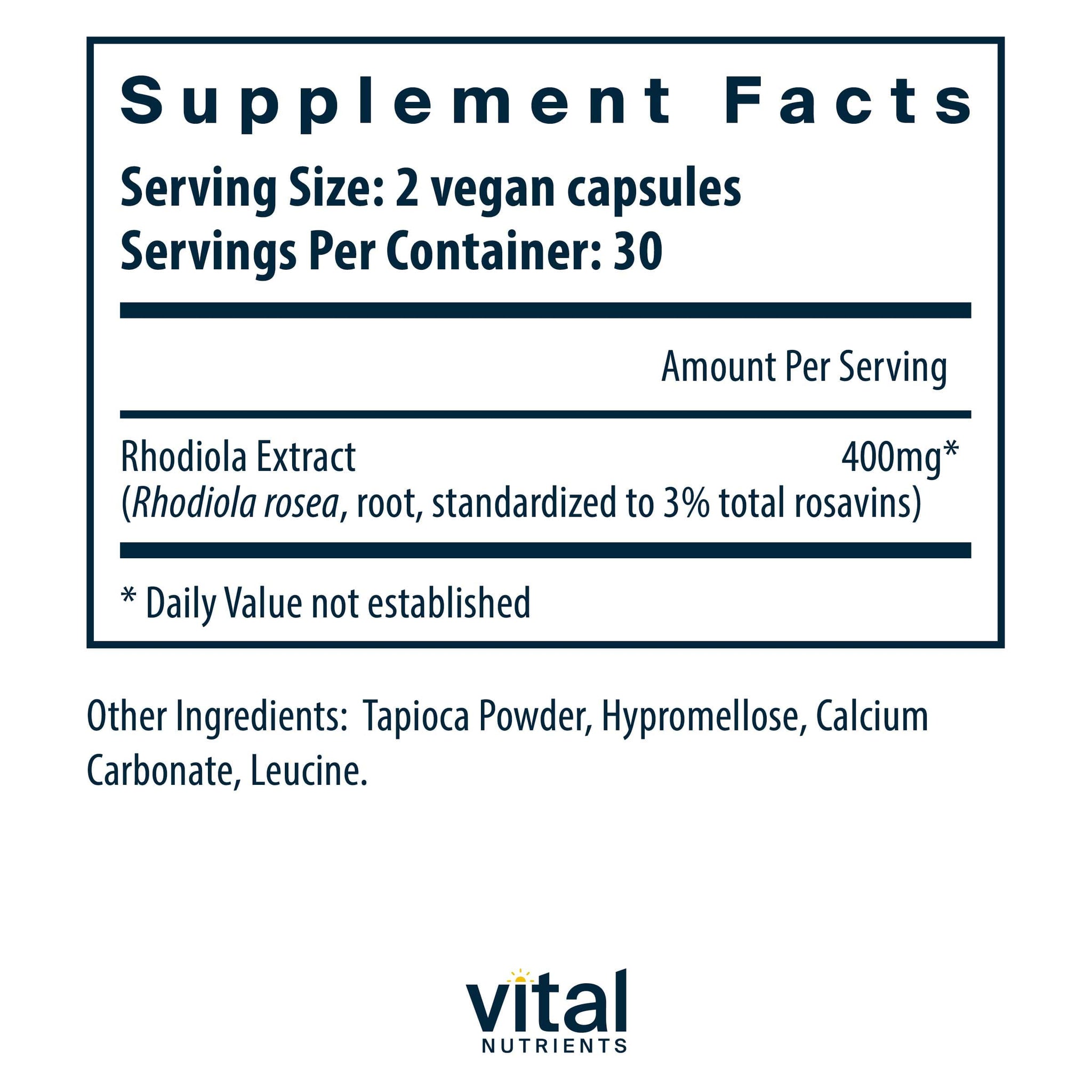 Vital Nutrients Rhodiola Rosea 3%