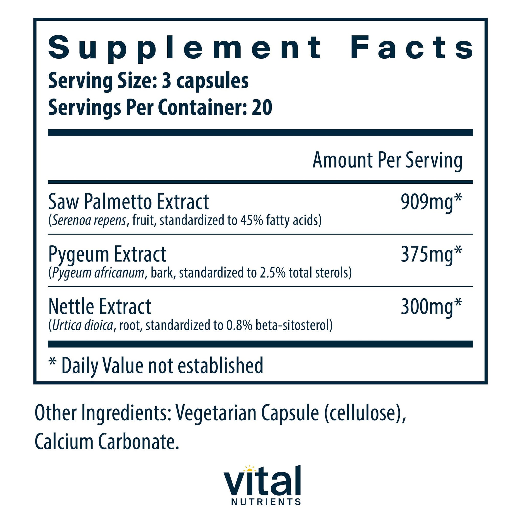 Vital Nutrients Saw Palmetto Pygeum Nettle Root