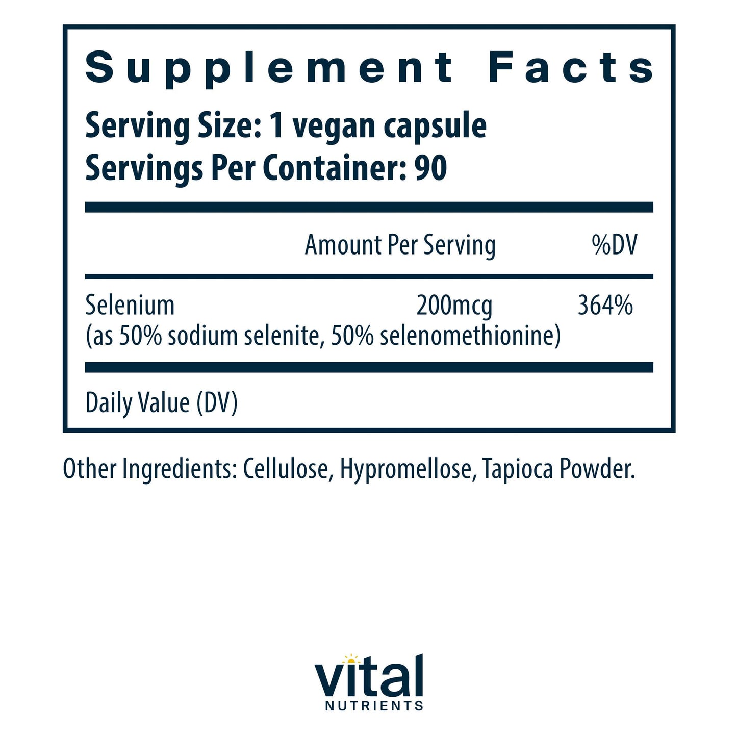 Vital Nutrients Selenium 200mcg