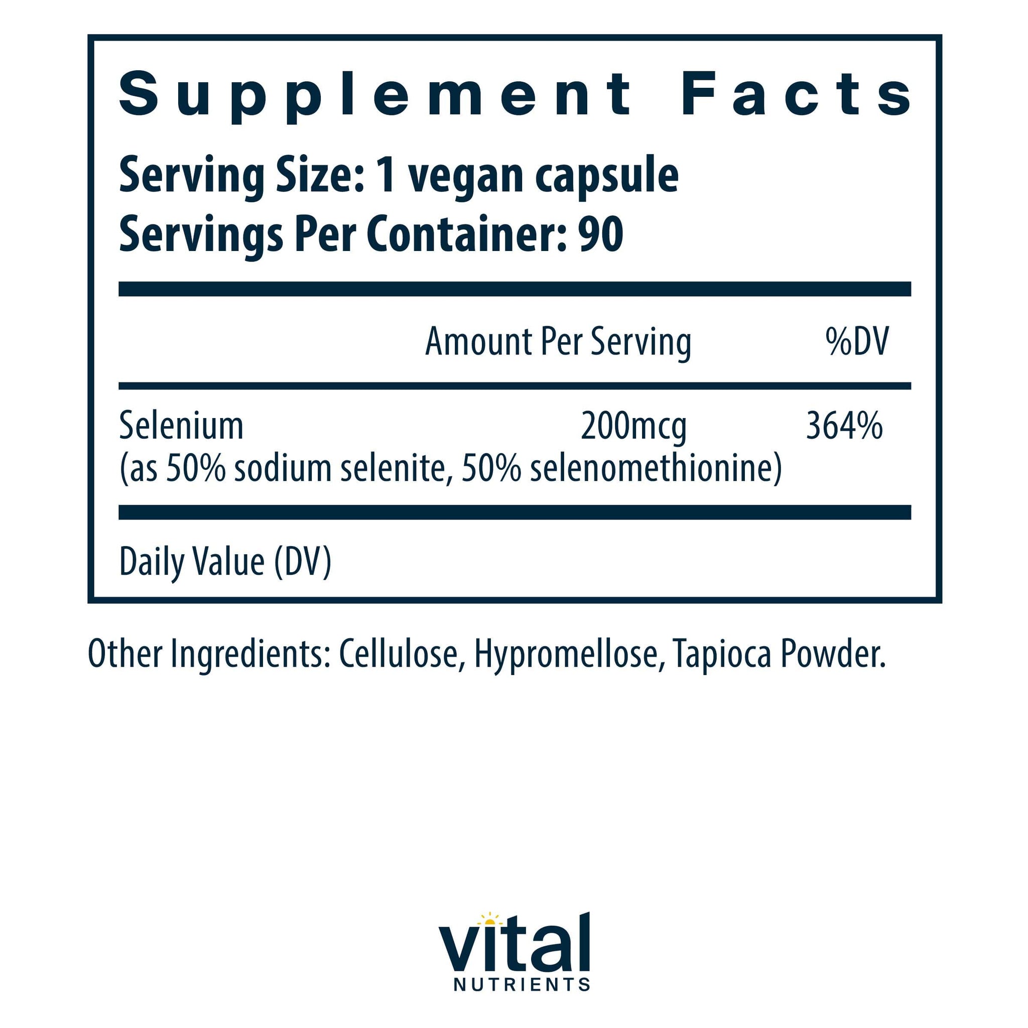 Vital Nutrients Selenium 200mcg