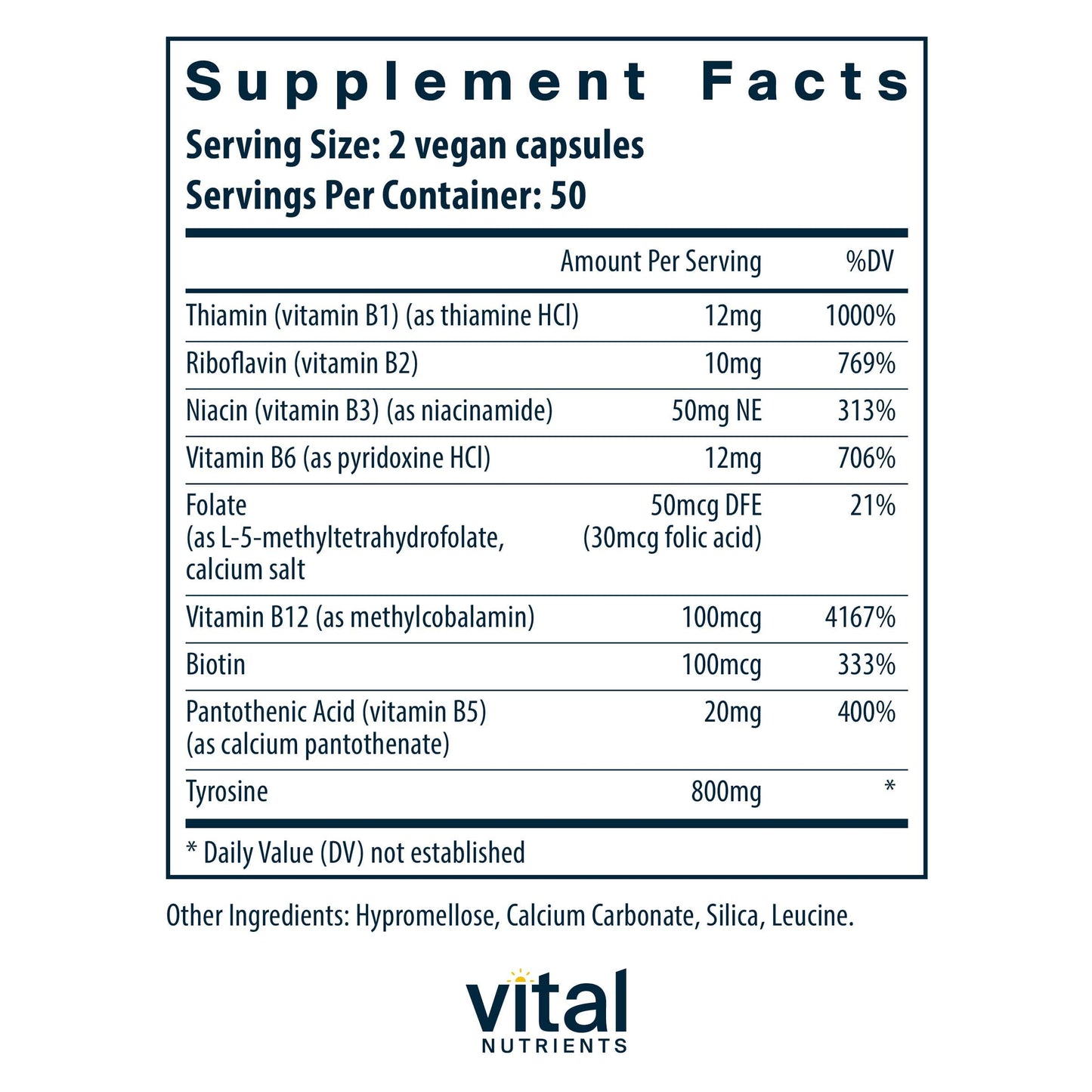 Vital Nutrients Tyrosine and B Vitamins