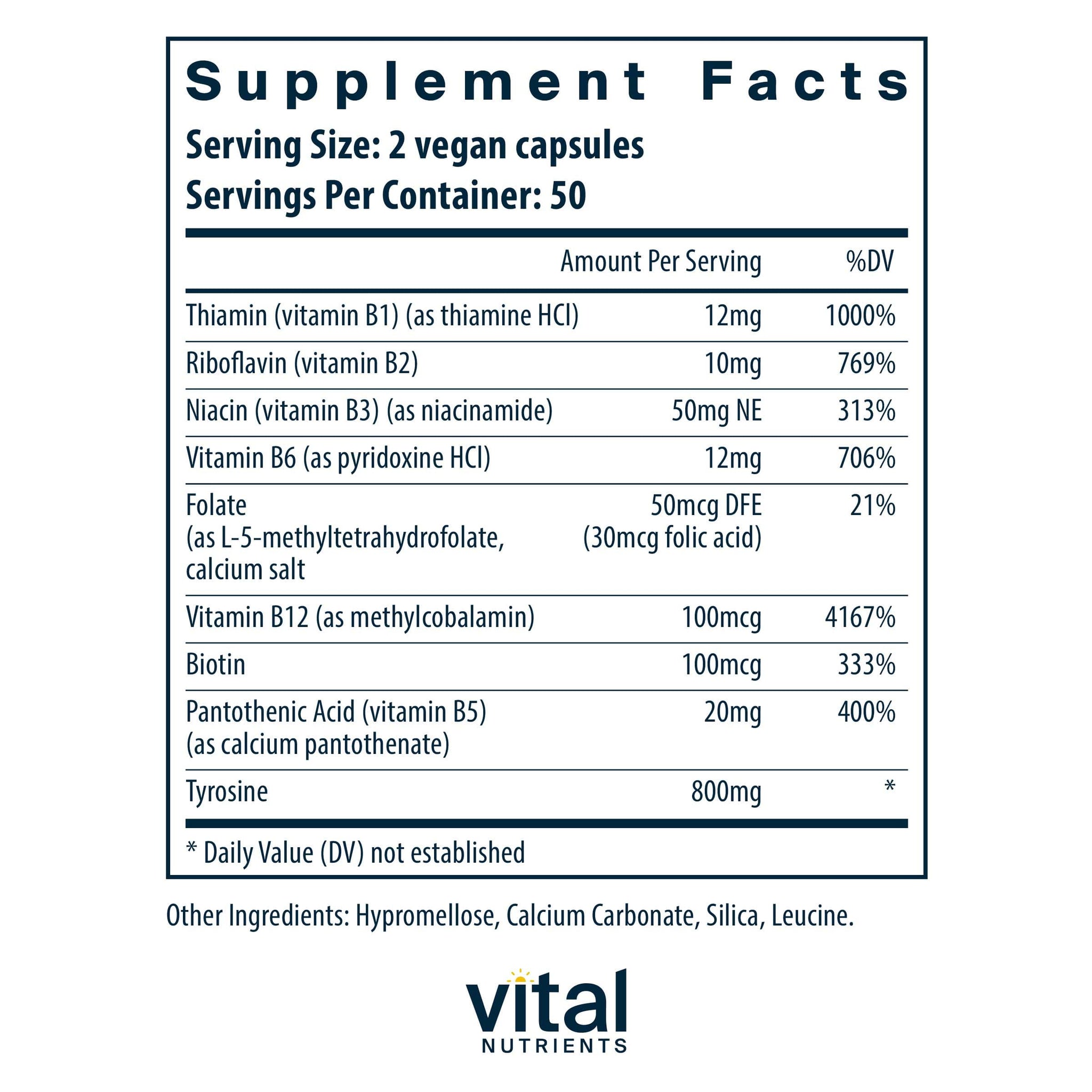 Vital Nutrients Tyrosine and B Vitamins
