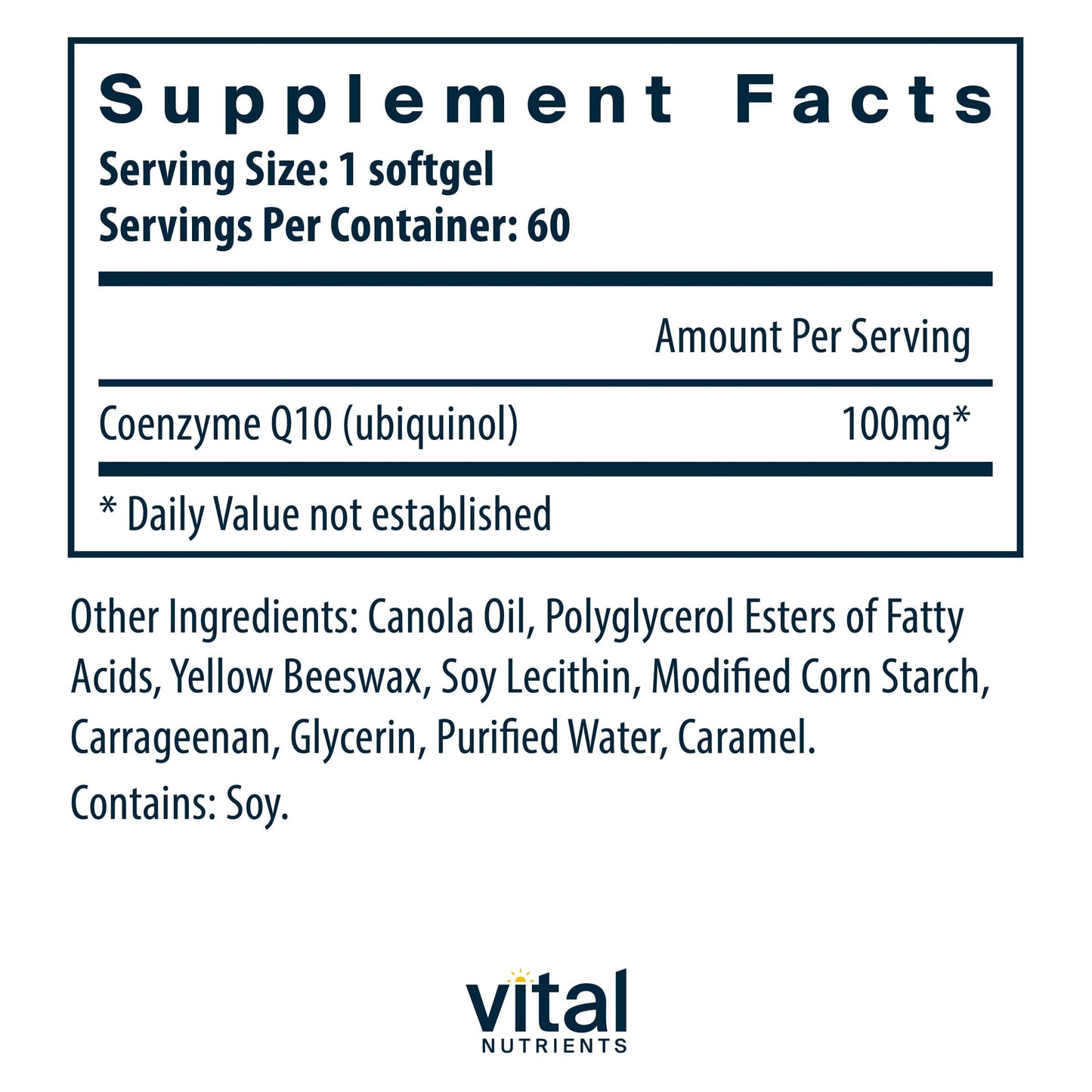 Vital Nutrients Ubiquinol CoQ10 100mg