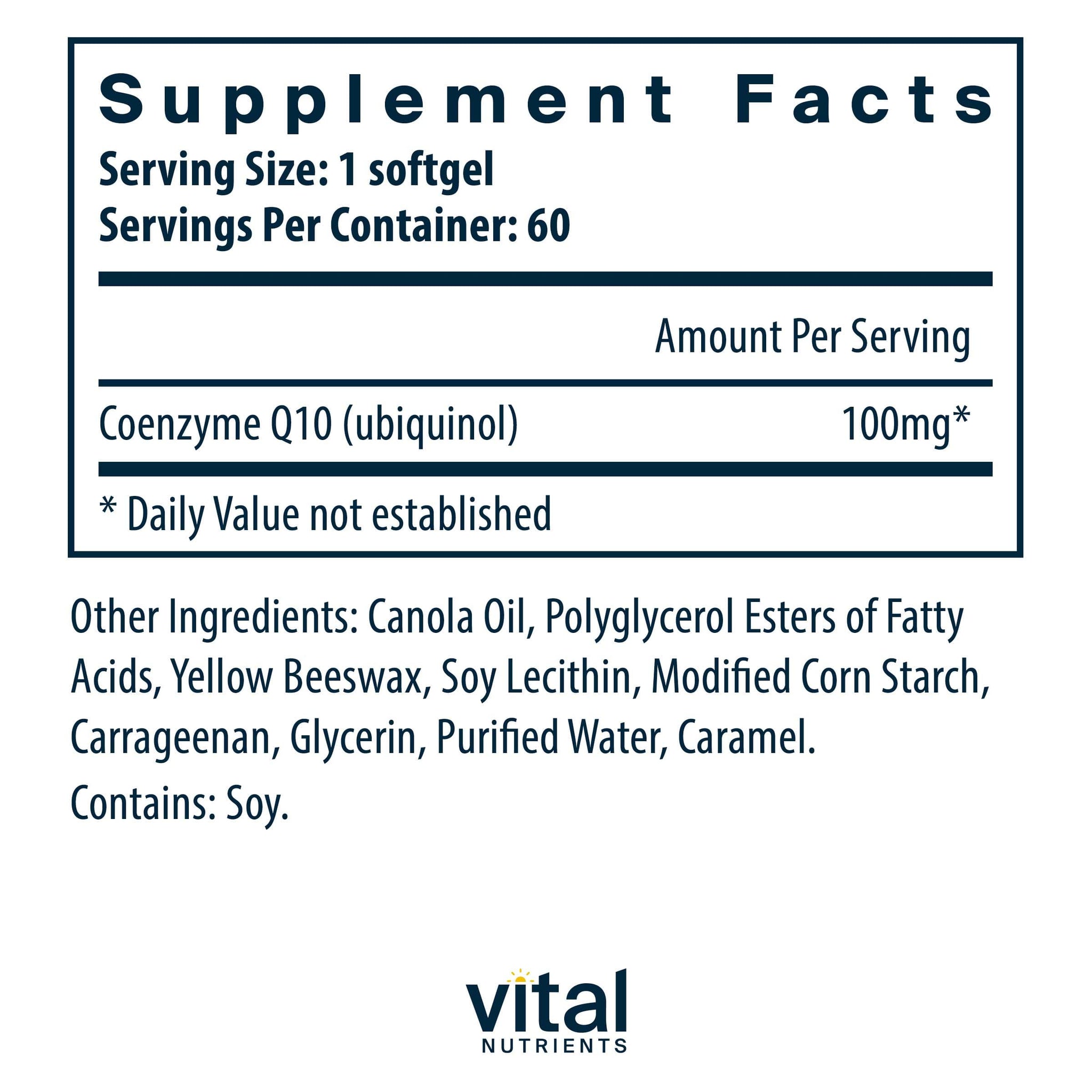Vital Nutrients Ubiquinol CoQ10 100mg