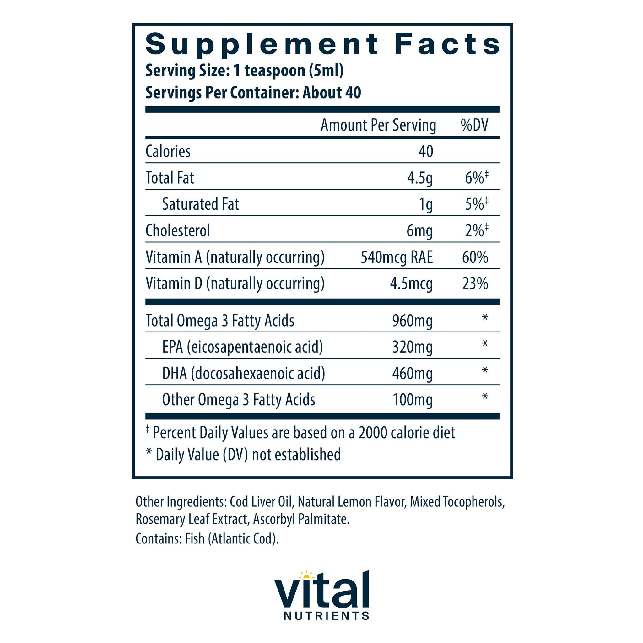 Vital Nutrients Ultra Pure® Cod Liver Oil