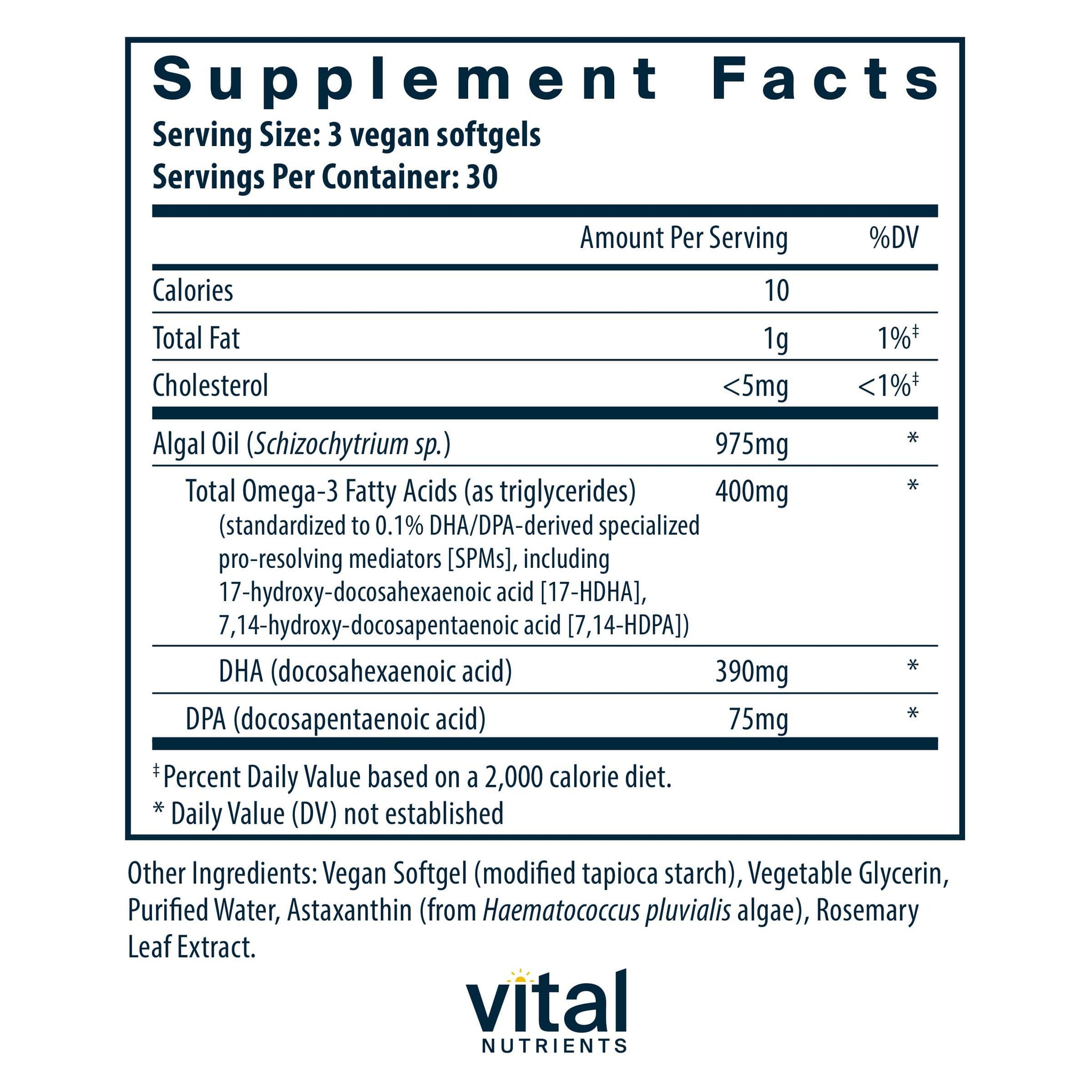 Vital Nutrients Ultra Pure® Vegan Omega SPM+