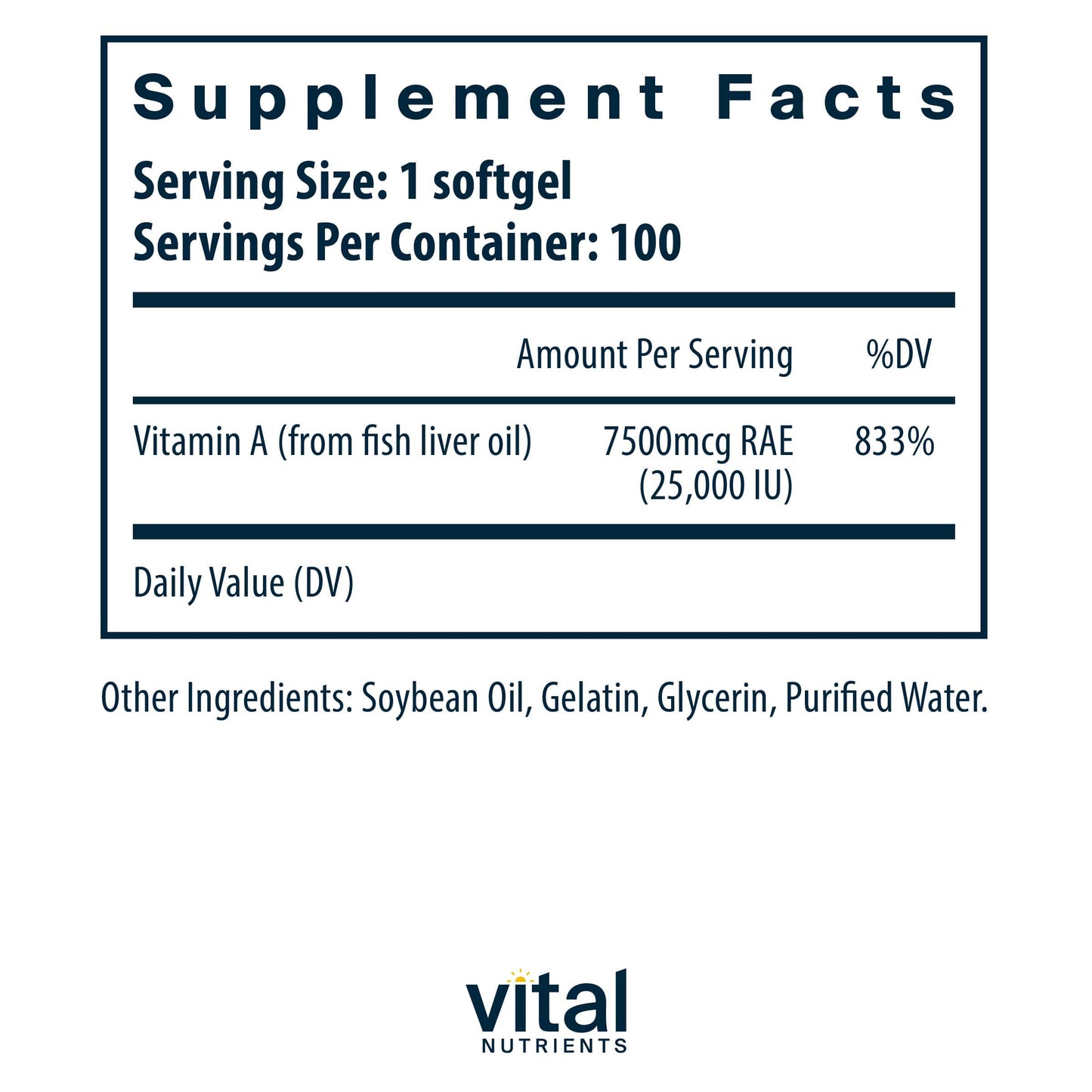 Vital Nutrients Vitamin A 7500mcg RAE