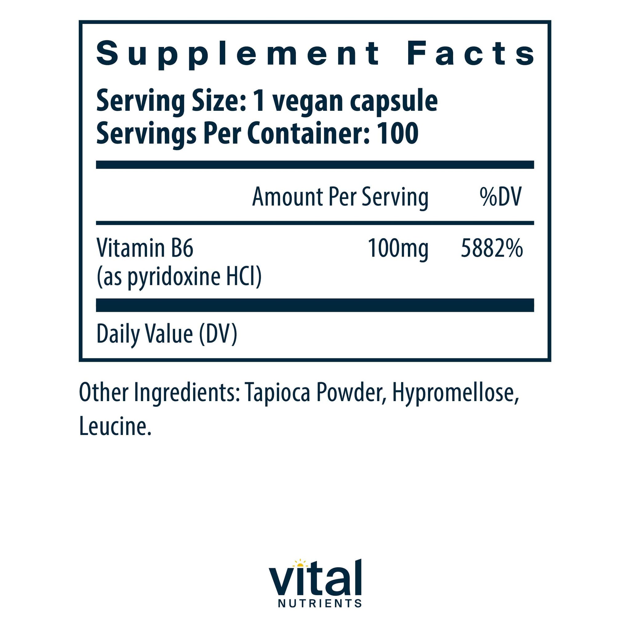 Vital Nutrients Vitamin B6 100mg