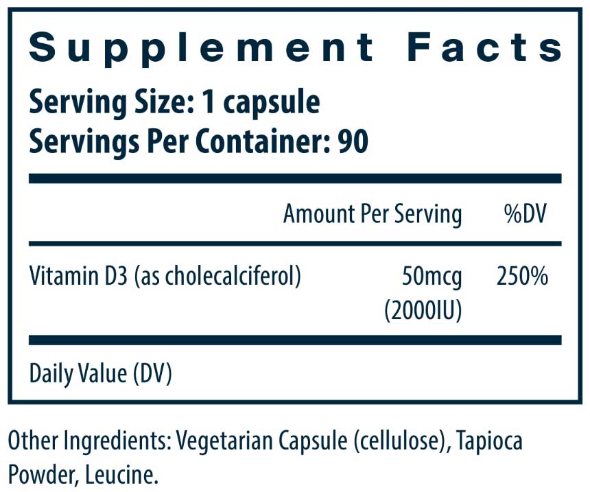 Vital Nutrients Vitamin D3 2000 IU