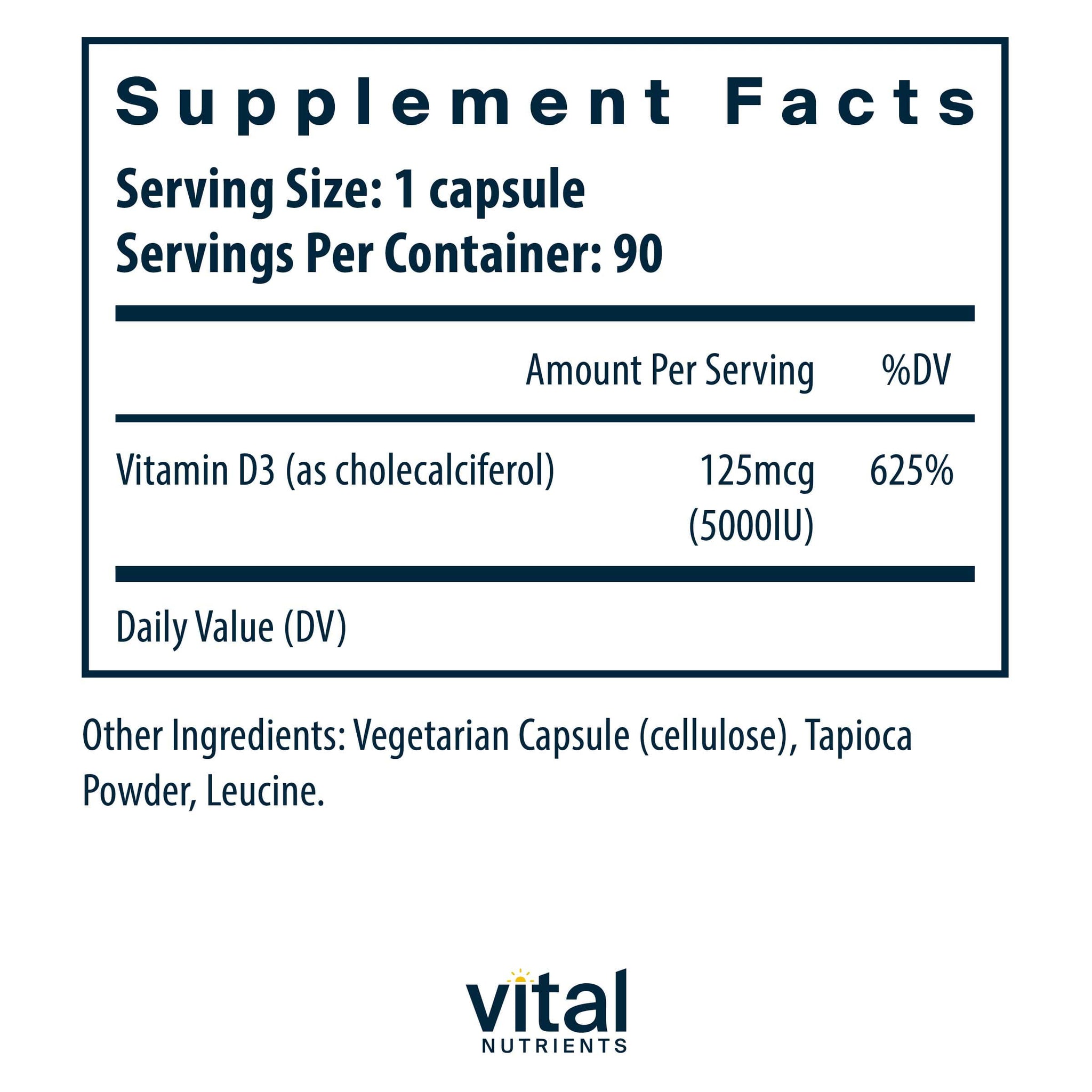 Vital Nutrients Vitamin D3 5000 IU