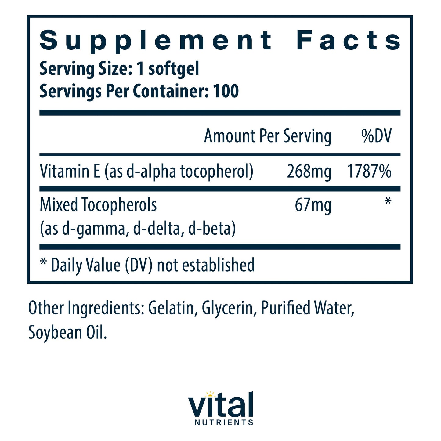 Vital Nutrients Vitamin E 400 IU (with mixed tocopherols)
