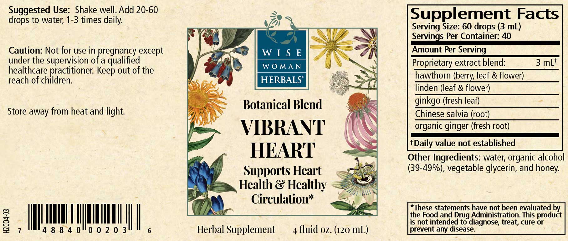 Wise Woman Herbals Vibrant Heart (Formerly Hawthorn & Linden Tonic)
