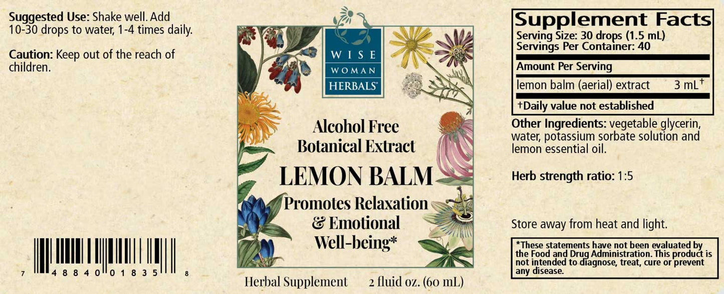 Wise Woman Herbals Lemon Balm (Formerly Melissa/ Lemon Balm Glycerite)