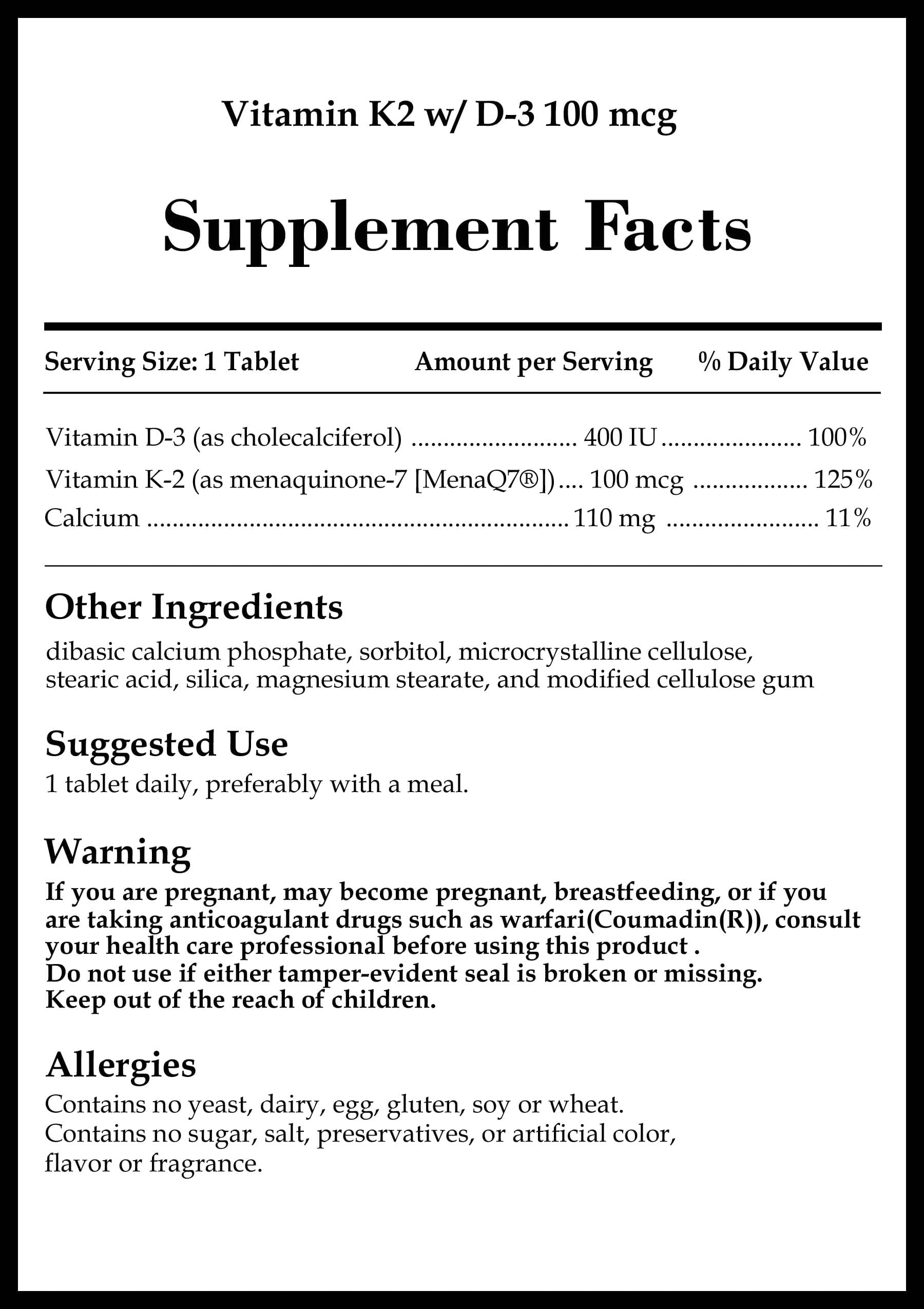 Source Naturals Vitamin K2 w/D3 100 mcg